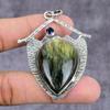 Natural Labradorite, Blue Topaz Gemstone 925 Sterling Silver Pendant 2.25" e7Q52