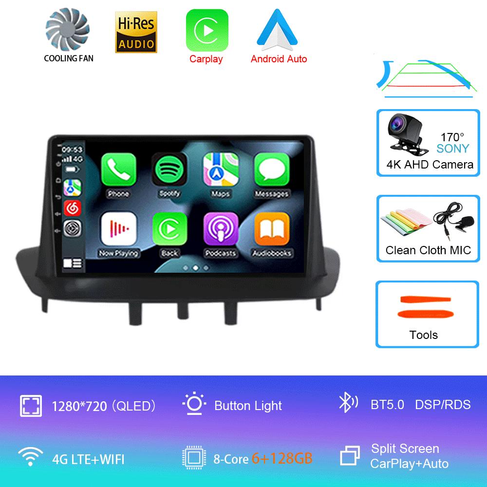 Автомобильное радио Android 14 для Renault Megane 3 Fluence 2008-2014 Мультимедийный видеоплеер Навигация Стерео DVD Carplay Головное устройство WIFI