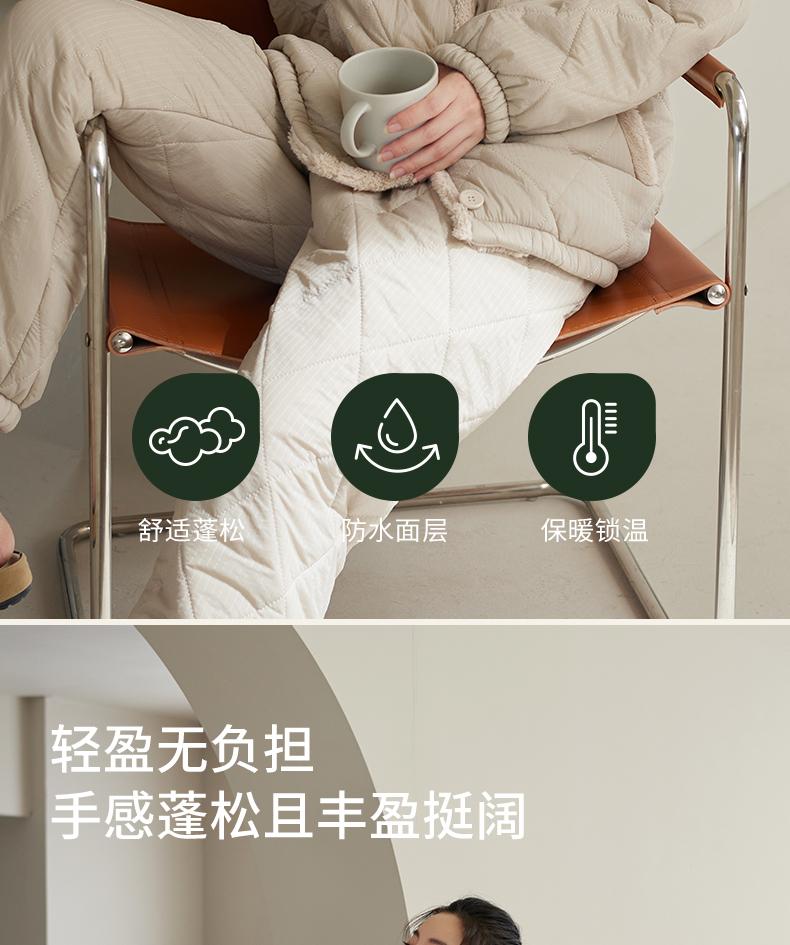 Xuan Liang Anti static Pajama Women's Autumn and Winter Warm Three layer Thick Cotton Jacket Warm Waterproof Windproof Home Clothing Set