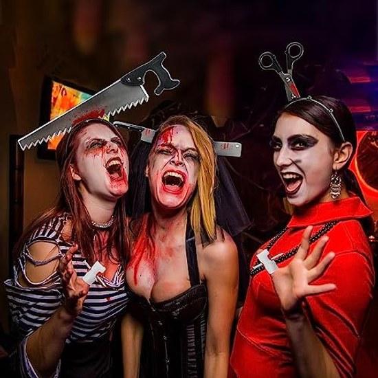 LOKIPA Halloween headband 6-piece set tricky hairband costume items axe scissors nails
