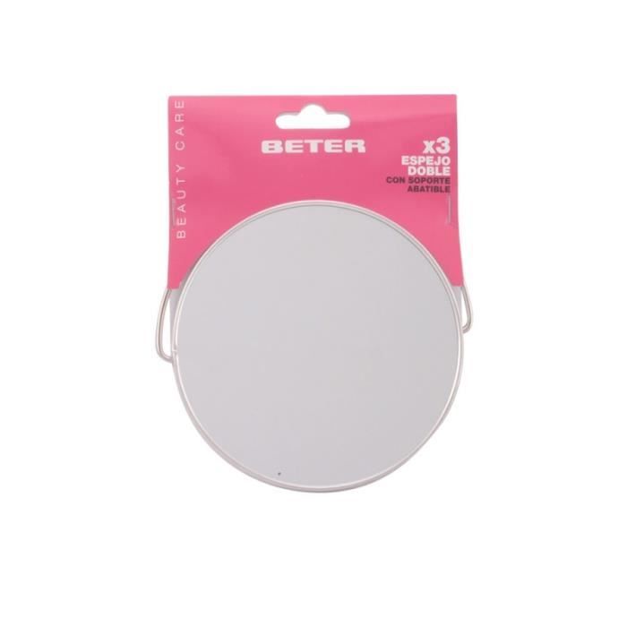 Miroir - BETER - Double - Grossissement x3 - Support rabattable - Rose