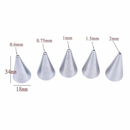 Set of 5 Round Mont Blanc Pastry Tips, Stainless Steel, for Piping, Cake Decoration, and Baking (Set of 5)