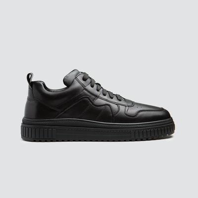 Handmade Men’s Winter Sneakers – Black Leather Upper, Wool Lining & Insole, TPU Sole – Warm Casual Shoes