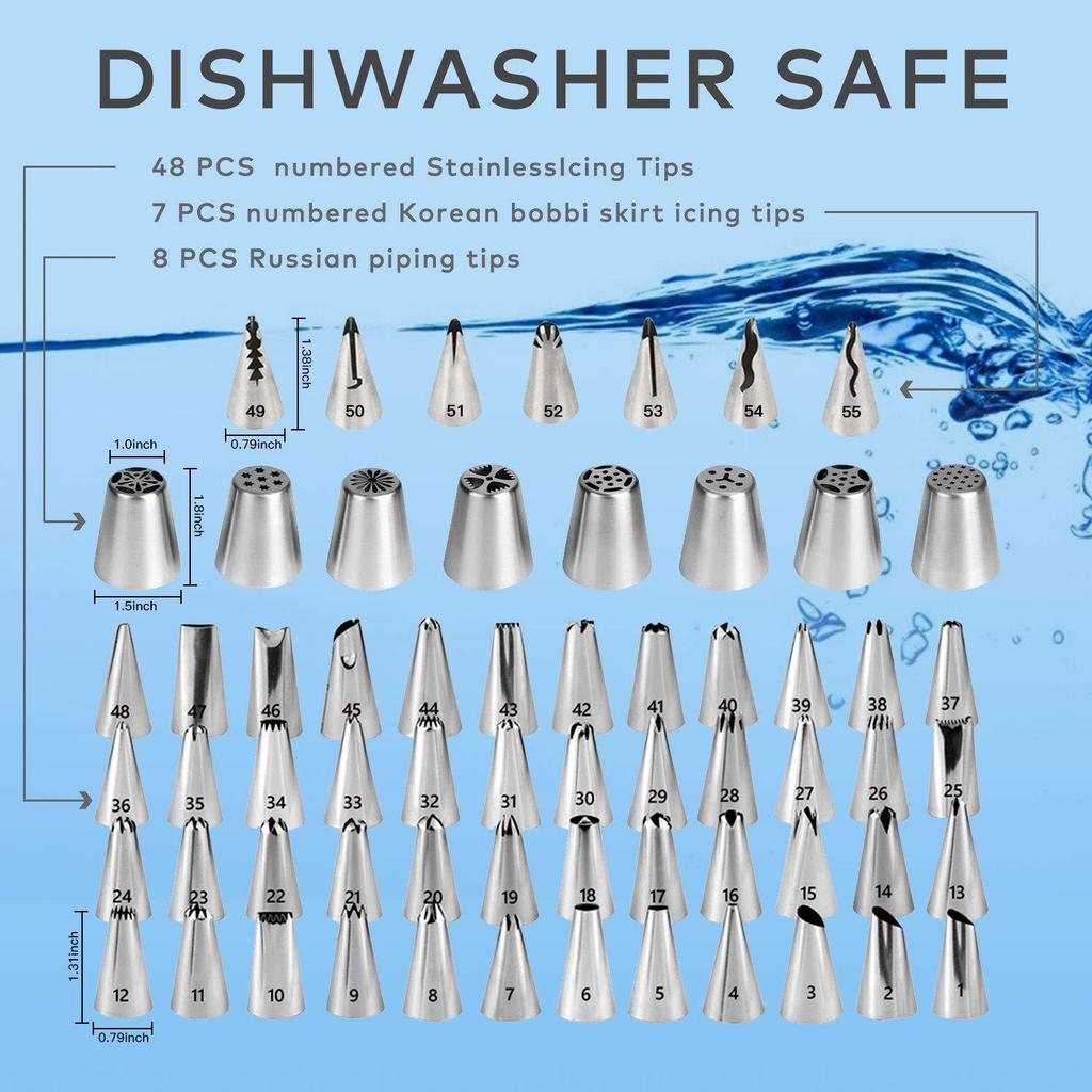 137Pcs/Set Purple Baking Tools Stainless Steel/Plastic Piping Nozzle Pastry Bag Cream Scraper Kitchen Supplies Bakeware Cake Turntable