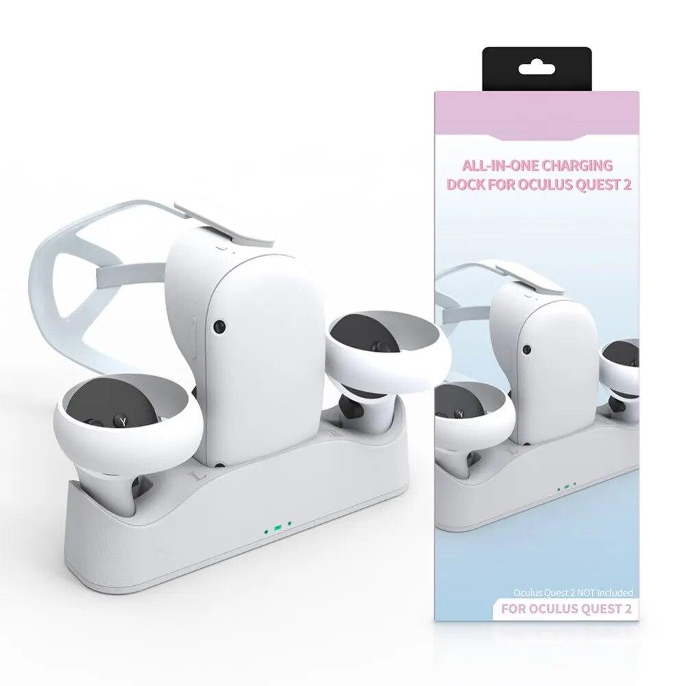1800mAh Charging Dock Set for Oculus Quest 2, Headset Stand And Controller Mount, 2 Rechargeable Batteries, Magnetic Cable