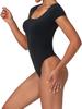Women's Short Sleeve Bodysuits Double Lined Thong Body Suit Shirt Scoop Neck Going Out Tops Casual Tight Leotards