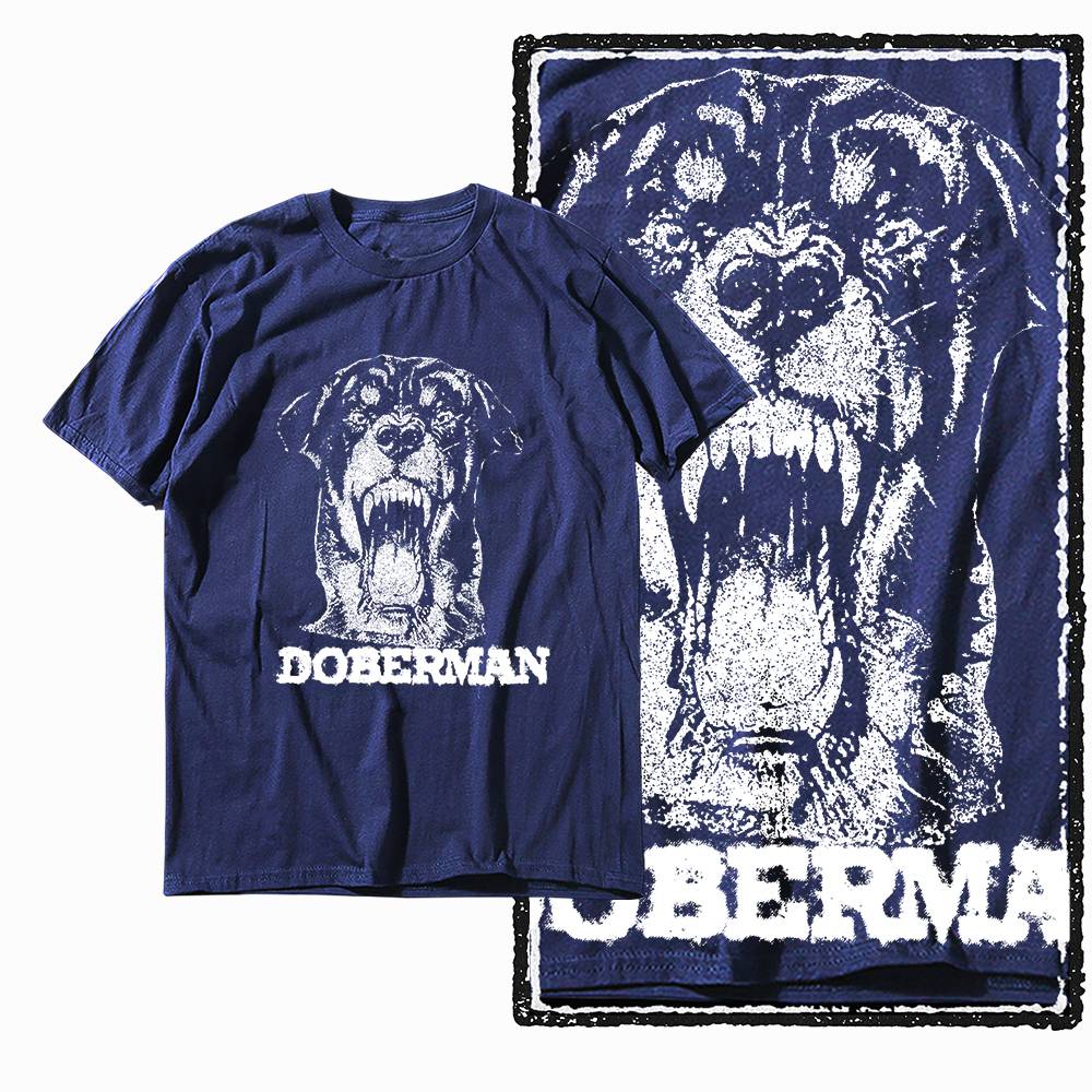 G59 NAVY Big Size 100% Cotton Dog Printed Men's T-shirt | Streetwear Cool Vintage O-neck Men's Tee Tshirt