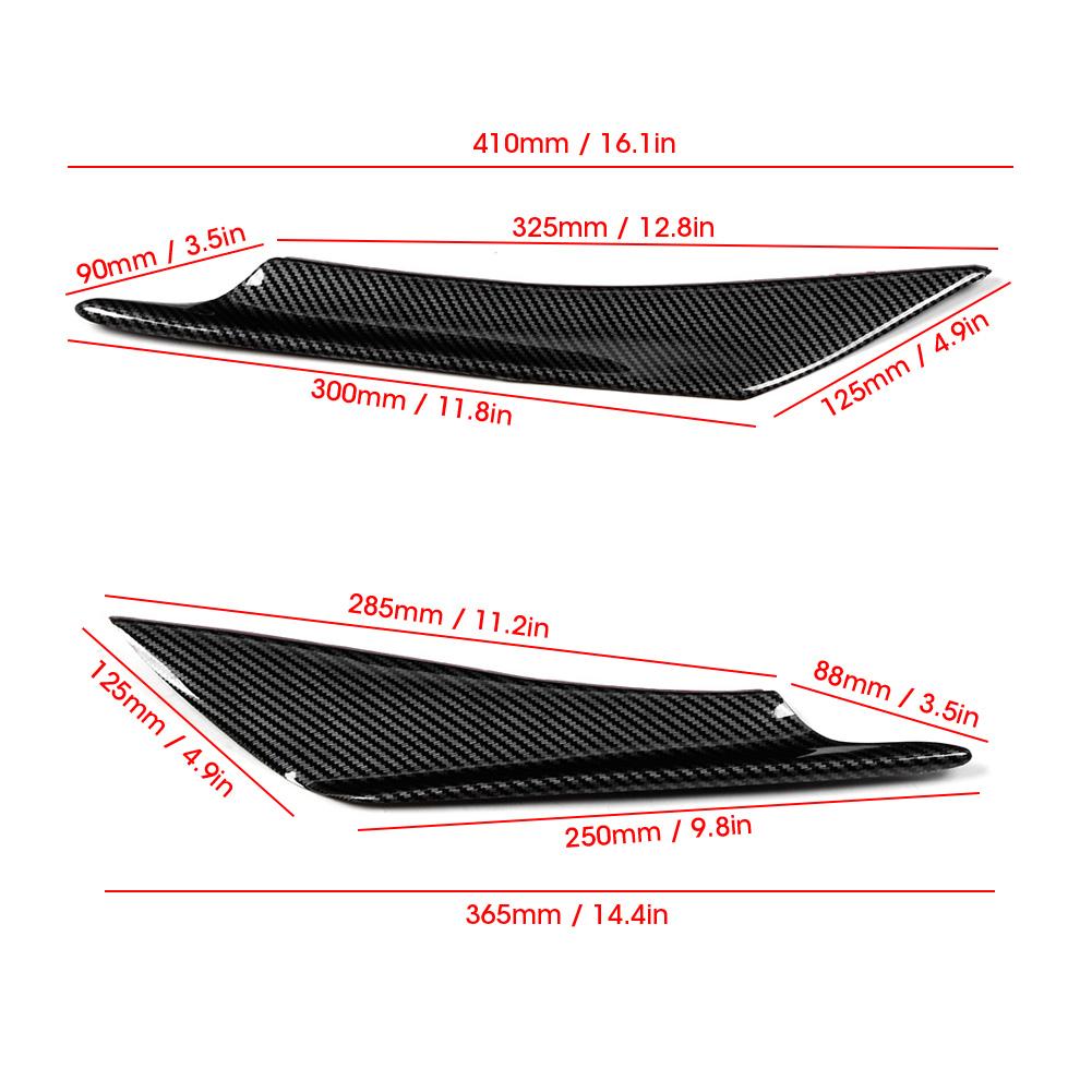 4Pcs Set Universal Carbon Fiber Style Car Front Bumper Canards Splitter Fins Deflector