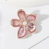 New Enamel Rhinestone Pearl Flower Brooch: Irregular Five-Leaf Design with Anti-Exposure Pin
