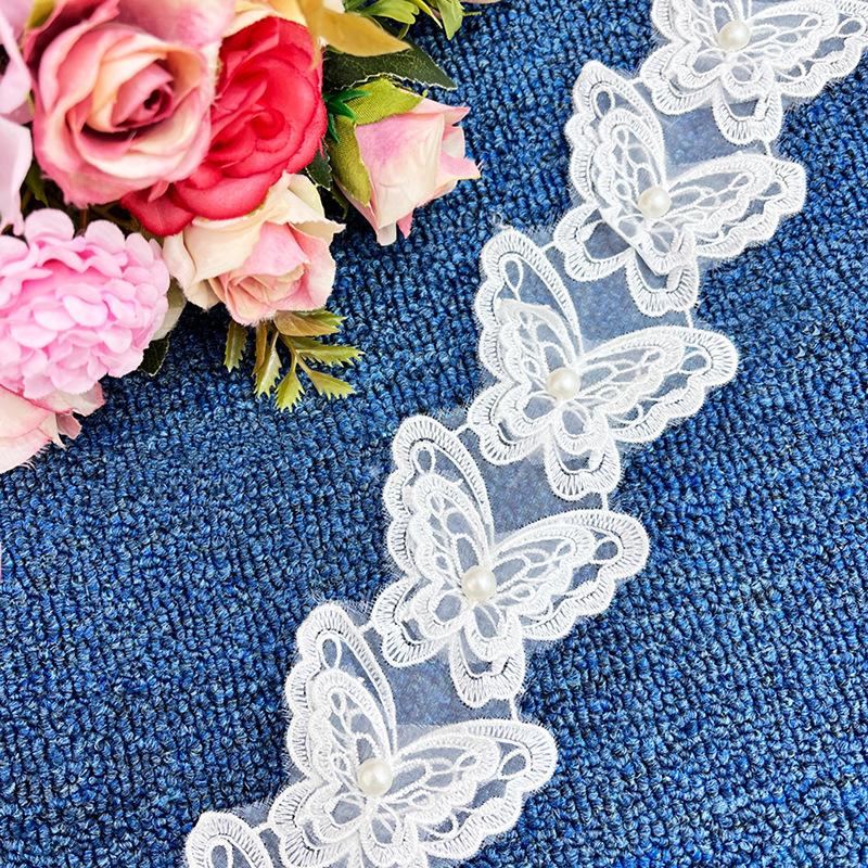 Евгений Пряжа Вышивка Кружево Бабочка Трехмерный Цветок Бусины Штрих-код Свадебные Аксессуары Аксессуары для DIY