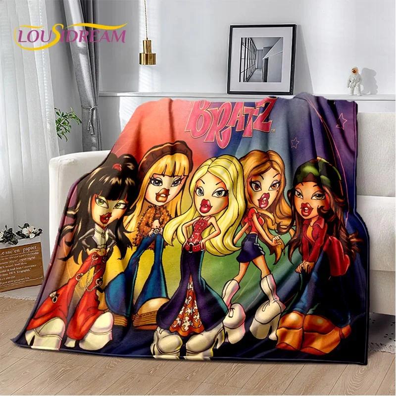 Cartoon Bratz doll Girls 3D Printed Soft Flannel Blanket for Beds Bedroom Sofa Picnic,Throw Blanket for Outdoor Leisure Nap Gift