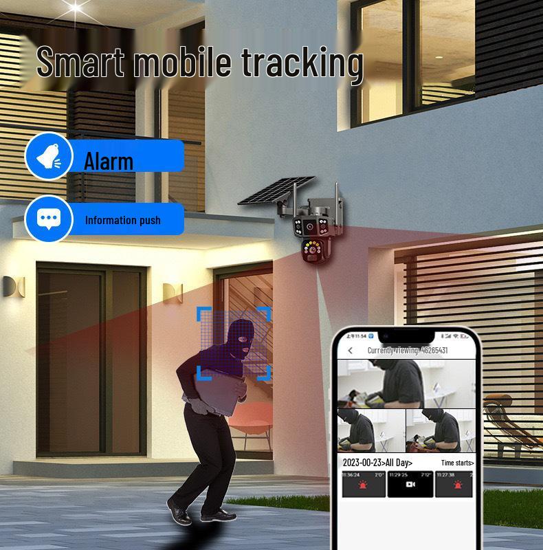 V380Pro Dual-Lens 4G Solar CCTV Camera for Outdoor Home Remote Monitoring