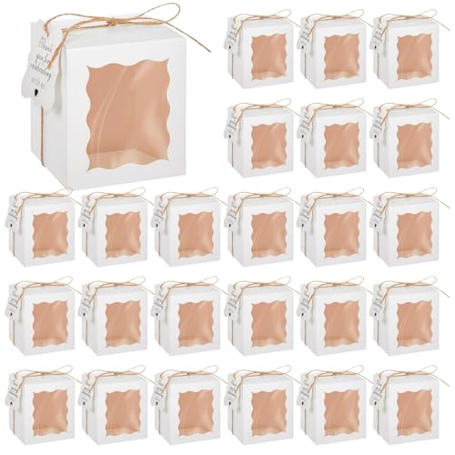 50 clear candles gift box with white square packing Cheka and twine for birthday wedding, 10 oz candles