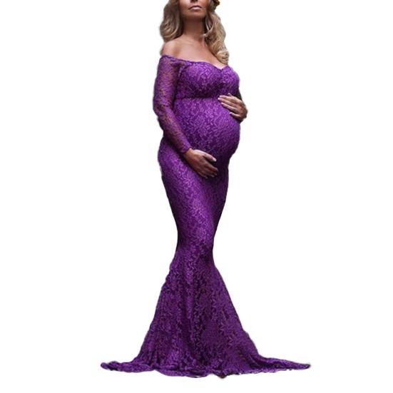 Miss Angel сексуальное платье для беременных с кружевом длиной до пола, сексуальное платье с открытыми плечами