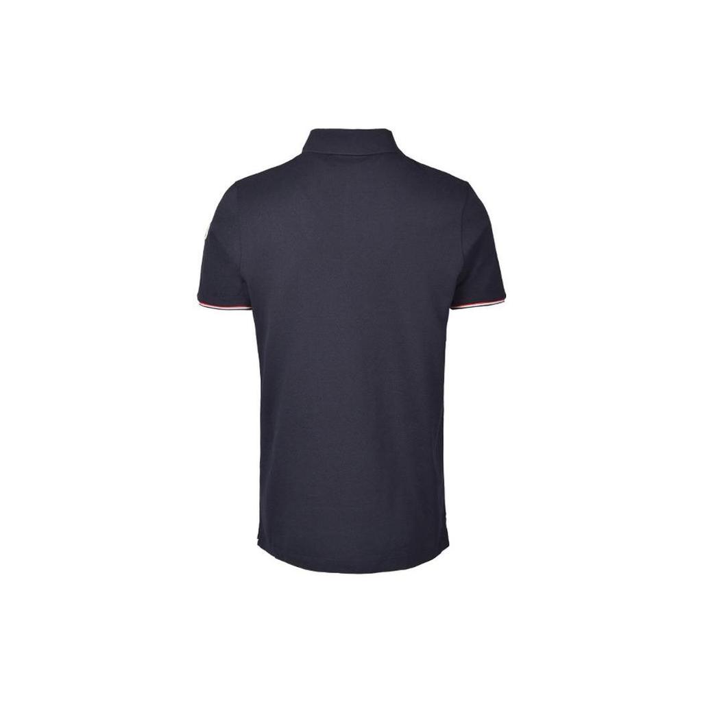 Moncler Однотонная футболка-поло с логотипом, короткий рукав, мужская одежда, синяя 8A7340084556773