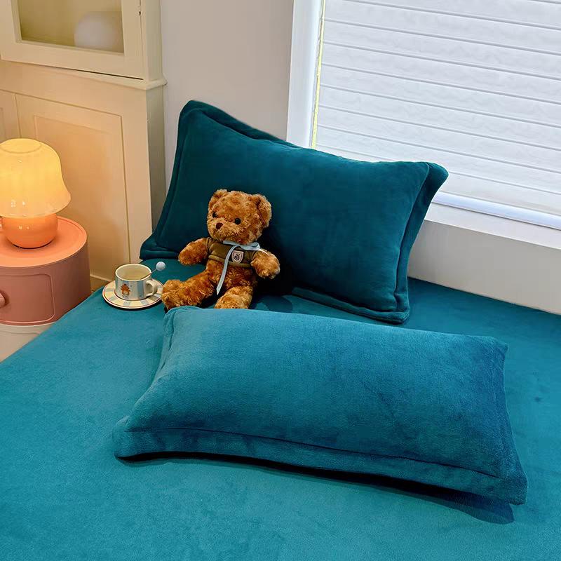 Fleece-Lined Milk Velvet Single Pillowcase, Solid Color, 48x74 Cm