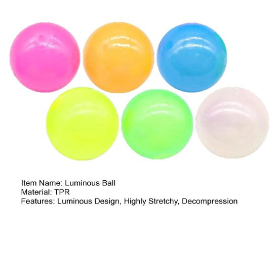 6 шт., светящийся в темноте липкий шарик, растягивающийся TPR, облегчение тревоги, декомпрессия, светящийся потолочный мяч для снятия стресса, игрушка для детей, подростков, взрослых