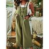 Summer Women's Jumpsuit Thickened Ramie Cotton Solid Color Sleeveless Casual Wide Leg Side Buckle Jumpsuit