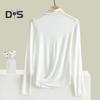 Women Bottoming Top Half High Collar Long Sleeve Elastic Skinny Soft Warm Solid Color Pullover Simple Style Lady Inner Wear Blouse