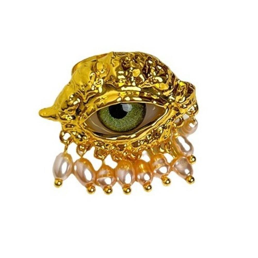 Винтажное кольцо «Глаз дьявола» с кисточками, кольцо с имитацией жемчуга и глазурью, модное изящное открытое кольцо на палец, сувениры для вечеринки