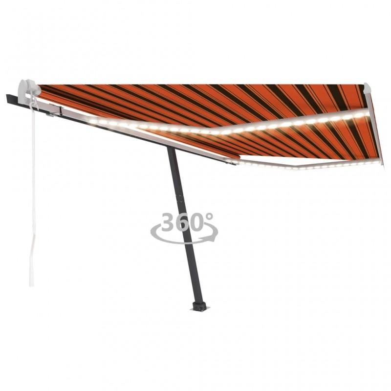Día y Noche - Día y Noche Toldo automático LED sensor de viento naranja marrón 450x300 cm