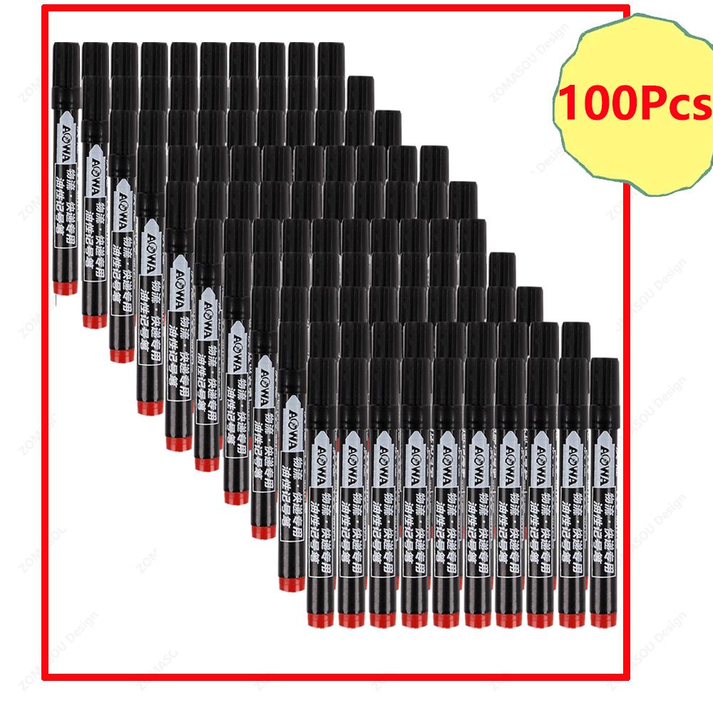 1-100Pcs Waterproof Oil-based Marker Pen Quick Dry Black Red Blue Ink Permanent for Metal Glass Stationery Art School Supply