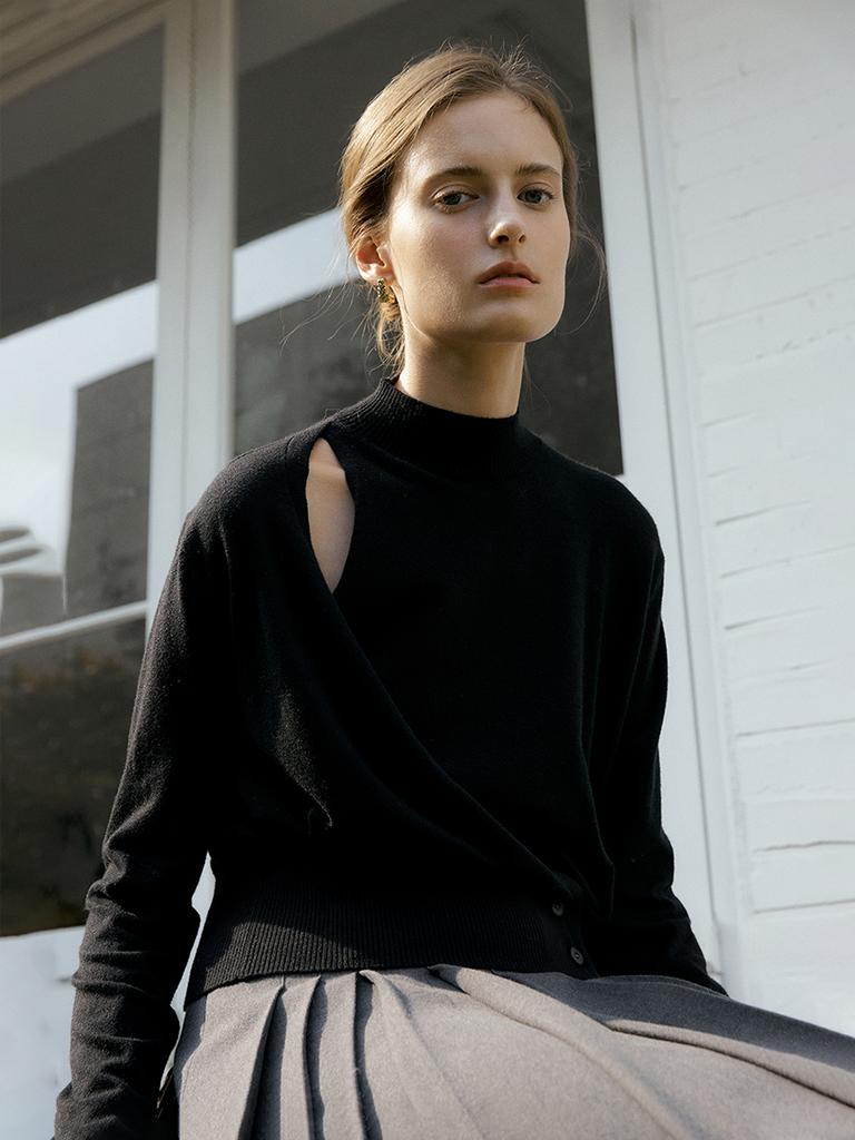 HUNCH Slit Wrap Half Neck Kint (2Color)