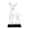 Metal Lighted Christmas Deer Decoration Light Up Reindeer Figurine with Wooden Base for Indoor Outdoor