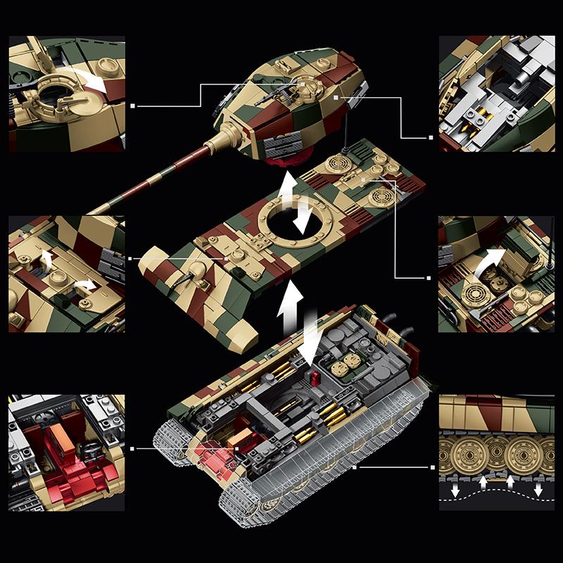Военный Тяжелый Танк Королевский Тигр 2 Строительные Блоки MOC Армейская Бронетехника DIY Сборка Кирпичики Образовательная Игрушка Подарок для Взрослых 1780шт