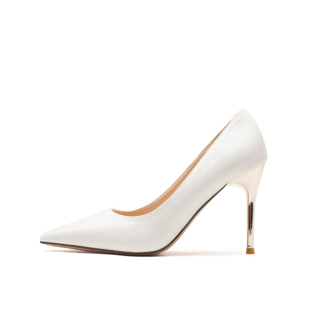 Атласные свадебные туфли на шпильках, темпераментные белые туфли на высоком каблуке, свадебное банкетное платье, подружки невесты, женская обувь