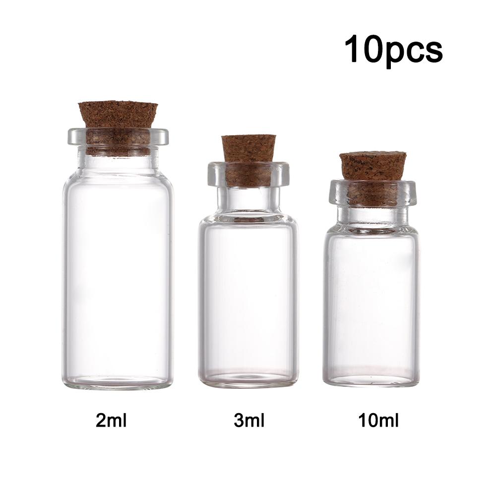 10x Clear Mini Containers Empty Wishing Message Bottles Tiny Small With Cork Stopper Transparent