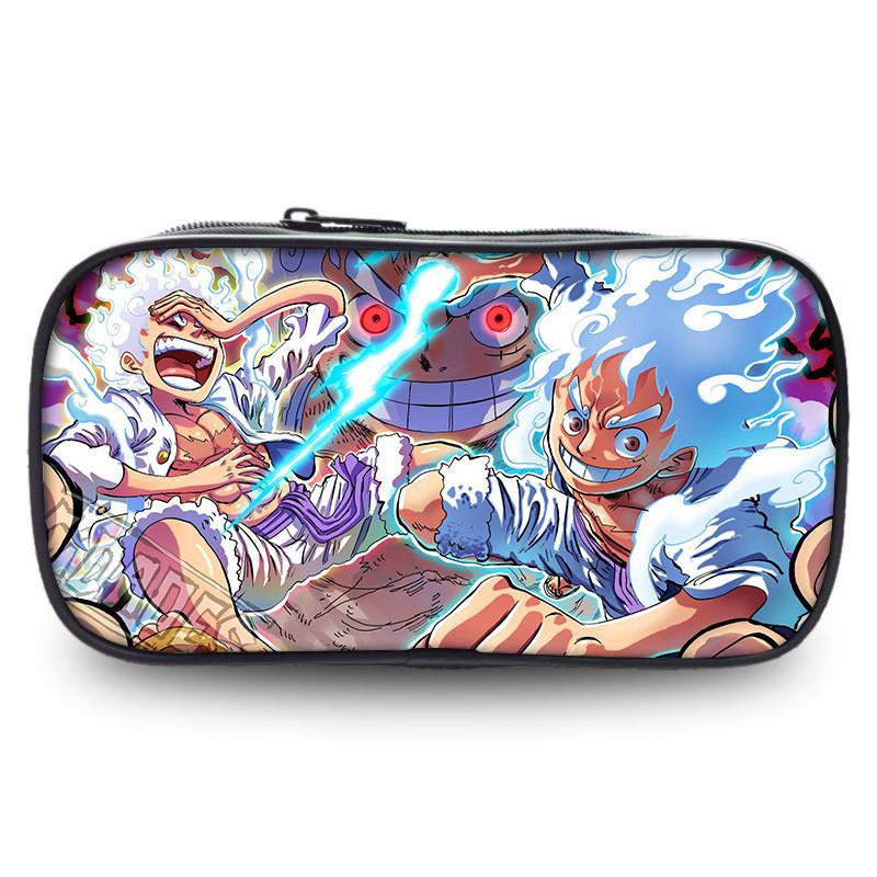 Stylish One Piece Student Pencil Case With Luffy And Zoro Skill Print Oxford Material