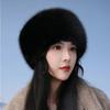 Super Fashion Winter Snow Hat Faux Fur Thick Women Fluffy Fur Cap Ski Russian Windproof Hat Party Luxury Warm Fox Fur Cap Black