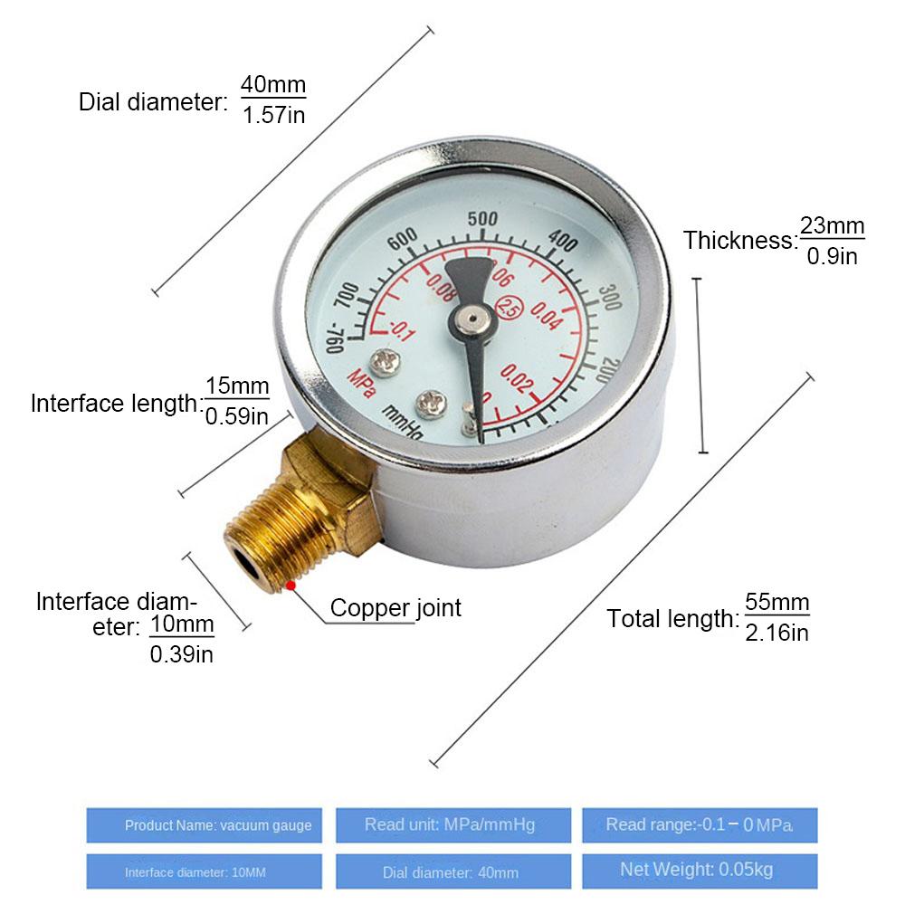 Вакуумметр 1/8 дюймовый резьбовой интерфейс вакуумный манометр для воздушного насоса сепаратор масла и воды фильтр пневматические инструменты