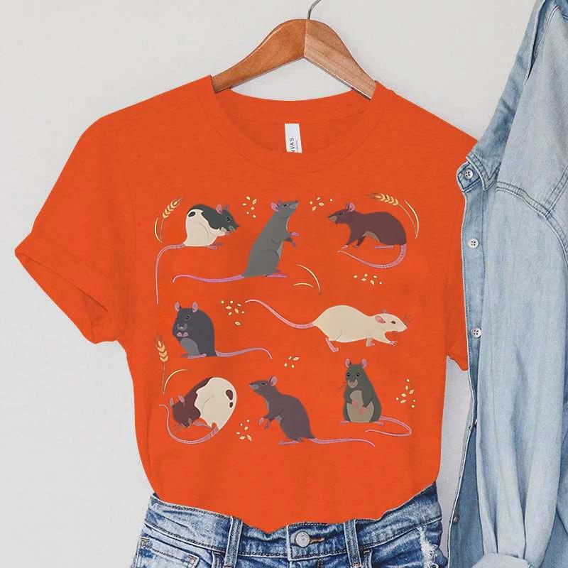 Rat Tshirts Unisex Harajuku Animal Tops Summer Casual Fashion Tshirts Vintage Paddy Print Unisexs Clothing Rat Female Tshirts