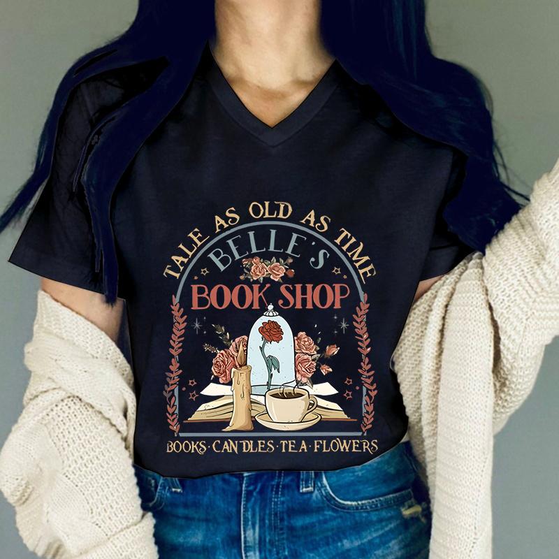 Vintage Retro Tale As Old As Time Tshirts FeUnisex Tea Flowers Casual Short Sleeve Top Retro Floral Print Summer Women Tshirts
