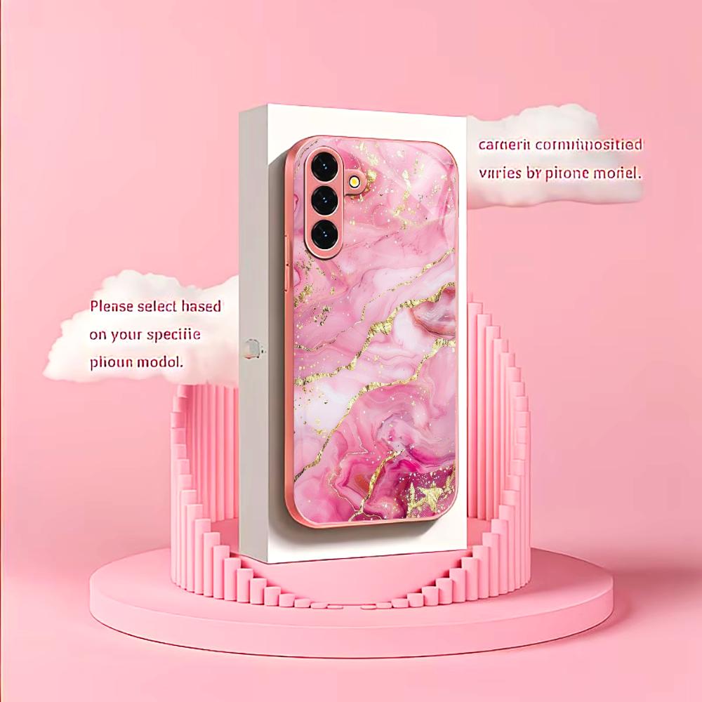 Текстура розового золота Мадам пинк Стекло Чехол для телефона для Samsung Galaxy S26 S25 S24 S23 S22 S21 FE Ultra Plus Ударопрочный Женский