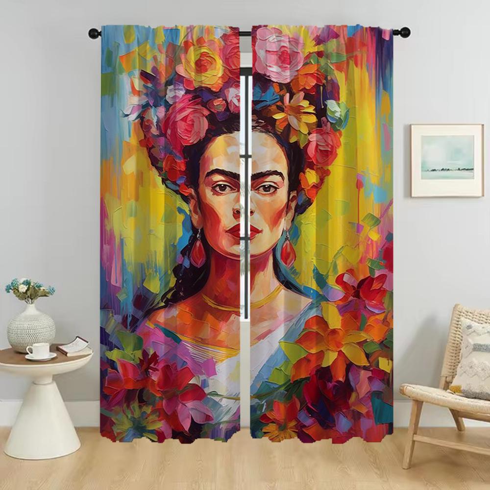 Fridas Curtains Child Room Curtains for Bedroom Blackout Curtain for Room 2 Panel Shades Halloween Decoration Partition Living