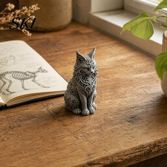 Modern Cat Desktop Accessory 3D Printed Maine Ornaments, Figurine for Table Decor, Cool Non-tip Ornament Sculpture with Intricate Details, Gifts