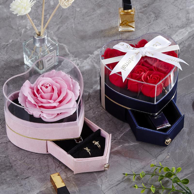 1PC Romantic Birthday Box Luxury Gift for Anniversary Heart Shaped Rose Gift Box Valentine's Day