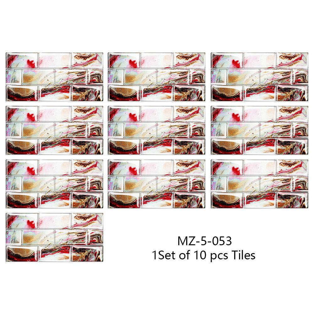 10Pcs15cmX30cm DIY Мраморные наклейки на стену Имитация кирпича Украшение спальни Водонепроницаемая самоклеящаяся плитка Обои Декор кухонного шкафа