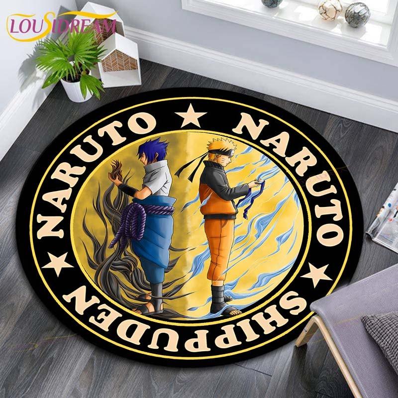 Круглые коврики с рисунком Наруто, геометрические противоскользящие напольные коврики для гостиной, декор для комнаты, домашние коврики, коврик для игр в стиле Наруто, детский коврик