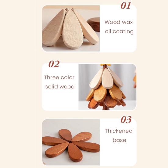 Yousheng 3Pcs Wooden Christmas Tree Trivets for Hot Dishes Heat Insulation Placemat Desktop Protection Mat Creative Tree Shape Coaster Table Decor