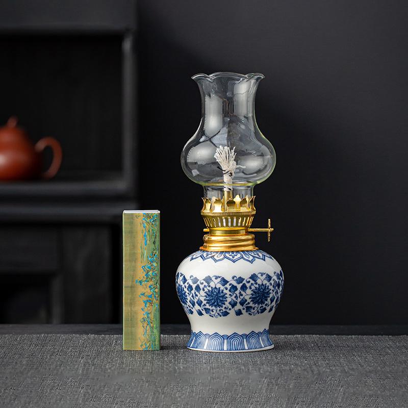 Китайский стиль DIY настольный орнамент масляная лампа чайный домик стеклянные винтажные керамические лампы гхи украшения для кабинета спальни