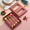 Stainless Steel Christmas Spoon Set Tree Santa Star Theme Coffee Stirring Spoons