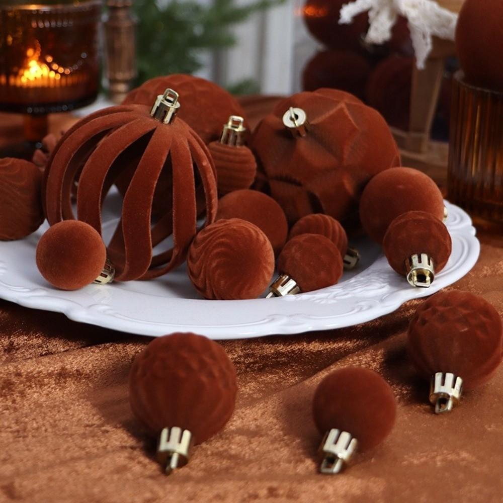 30pcs/Set Sparkling Christmas Spheres Velvet Christmas Tree Props Window Decoration