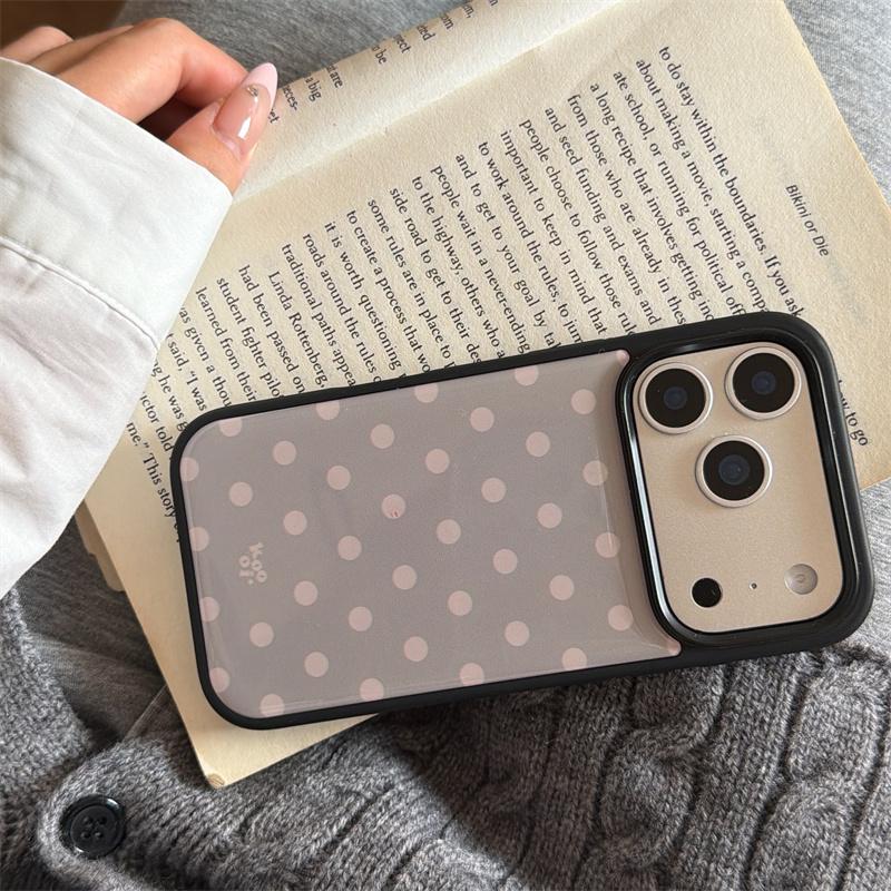 Винтажный Чехол для Телефона с Крупным Окном в Горошек Для iPhone 14 15 16 17 Pro Max INS Минималистичный Ударопрочный Защитный Чехол 4 Цвета