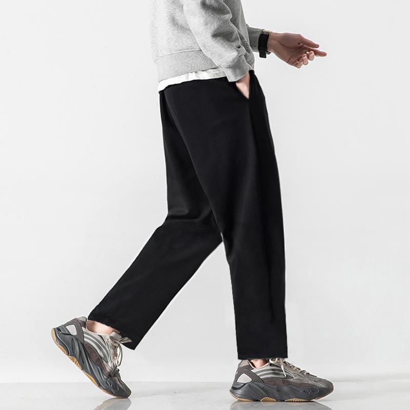 Мужские трикотажные спортивные брюки Li Ning с эластичной талией, прямые, черного цвета AKLS451-1