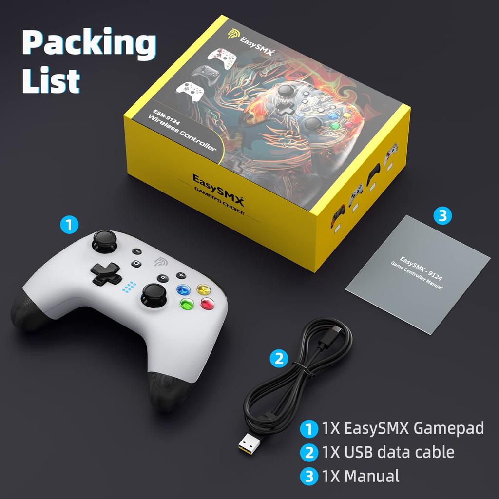 Беспроводной контроллер EasySMX Switch, совместимый с программируемой кнопкой Nintendo Vibration Switch/Lite/OLED Android/IOS/ПК (белый)