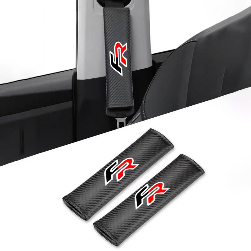bzdf9 Car Carbon Fiber Seat Belt Shoulder Covers For Seat Leon 5F Mk2 Mk3 Ibiza Tarraco Arona Ateca Alhambra Auto Interior Accessories
